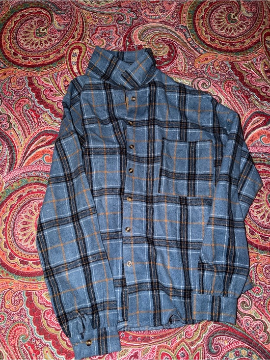 BKE Jackets & Blazers - BKE Blue and Tan Plaid Lightweight Shirt Jacket
